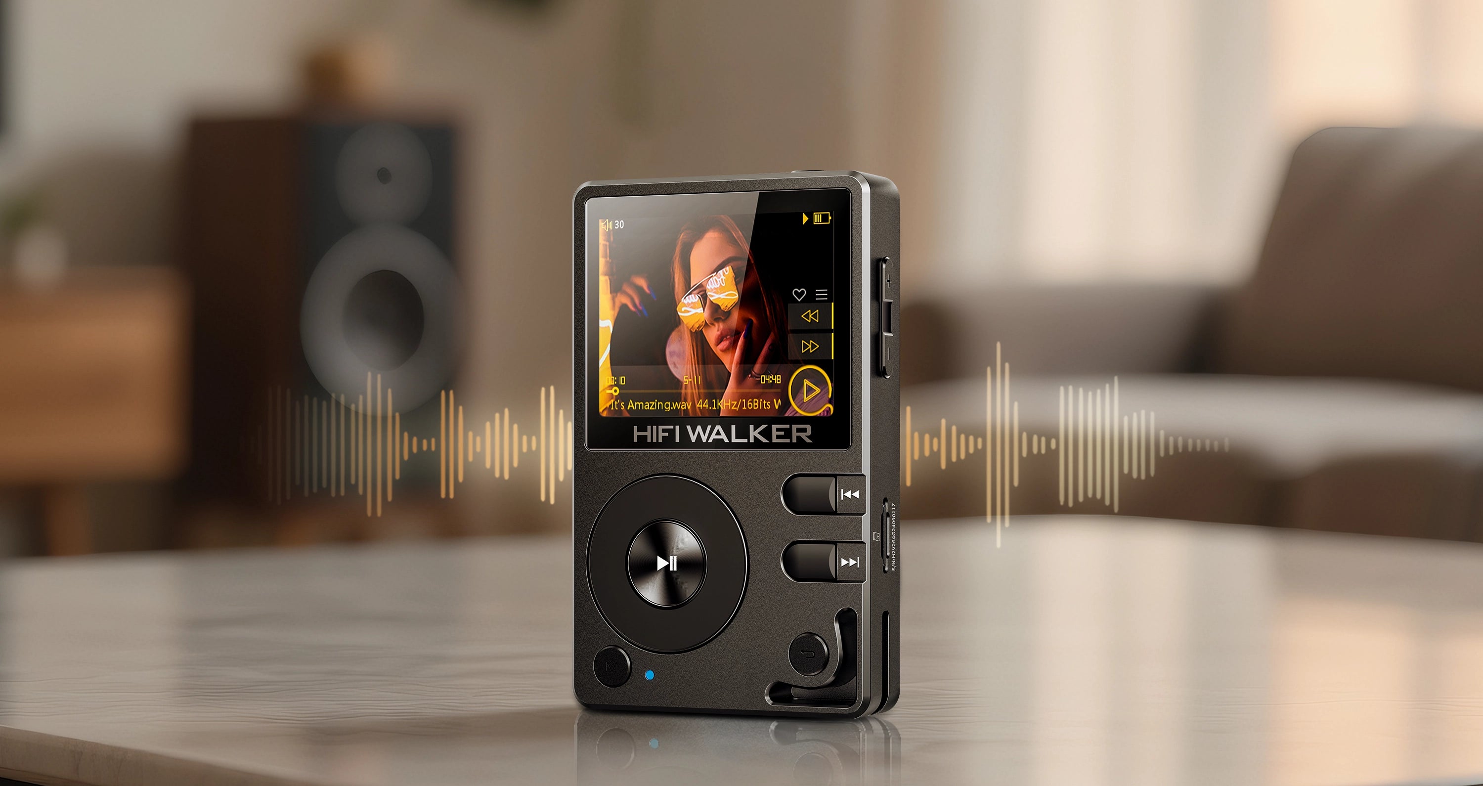 HIFI WALKER H2 hi-res music player on a desk